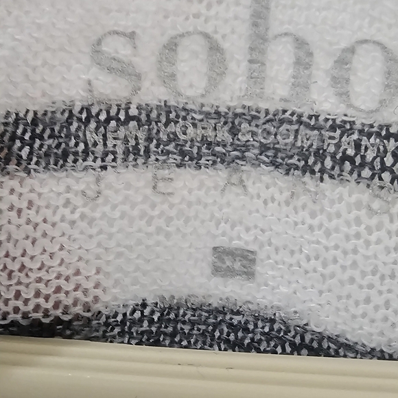 SOHO NY&CO XL Striped Lightweight Sweater Heart black sequin patches on elbows. - Picture 2 of 5